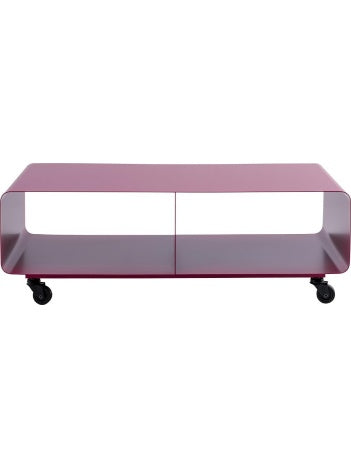 Soporte para TV Industrial de Acero con Ruedas, Mueble Bajo Moderno Color Rosa, 90
