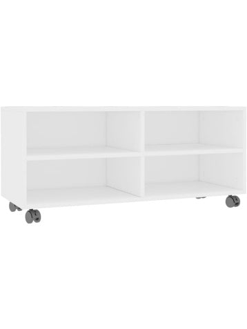 Mueble para TV con Ruedas en Color Blanco, 90 x 35 x 35