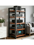 Rack HiFi de 5 Niveles con Ruedas, Soporte para Tocadiscos, Amplificador y Equipos de Audio, Estantes Ajustables, Color