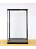 Vitrina de Cristal con Marco Metalico Negro, Expositor Decorativo para Salon o Comedor, 42