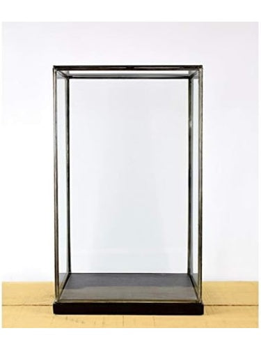 Vitrina de Cristal con Marco Metalico Negro, Expositor Decorativo para Salon o Comedor, 42