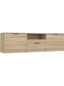 Mesa para television de 140 cm en roble Sonoma con estantes abiertos para dispositivos