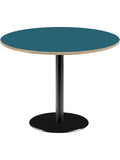 Mesa Redonda de 120 cm en Color Azul con Perfil de Madera Natural para