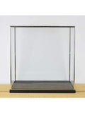 Vitrina Decorativa Alta de Cristal con Marco Plateado y Base de Madera Negra Hecha a Mano 47,5