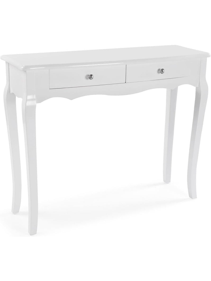 Mesa Auxiliar Blanca para Entrada, Consola Decorativa de Estilo Contemporaneo para Recibidor o