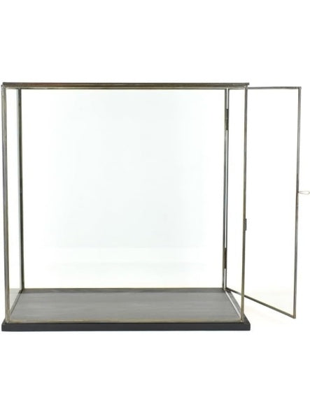 Vitrina Expositora Artesanal de Cristal con Estructura Metalica Negra Base Maciza y Puerta 41,5