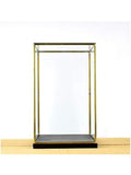 Caja Expositora de Cristal y Laton con Base de Madera, Vitrina Decorativa para Coleccionables, 42