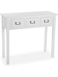 Consola Compacta con 3 Cajones para Recibidor, Diseno Elegante en Blanco, 90 x 35 x 80