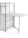 Mesa Plegable con Estanteria Integrada para Cocina, Terraza o Comedor, Blanco, 120 x 30 x 62